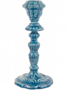 Molded Metal Ceramic Candlesticks - Medium Blue