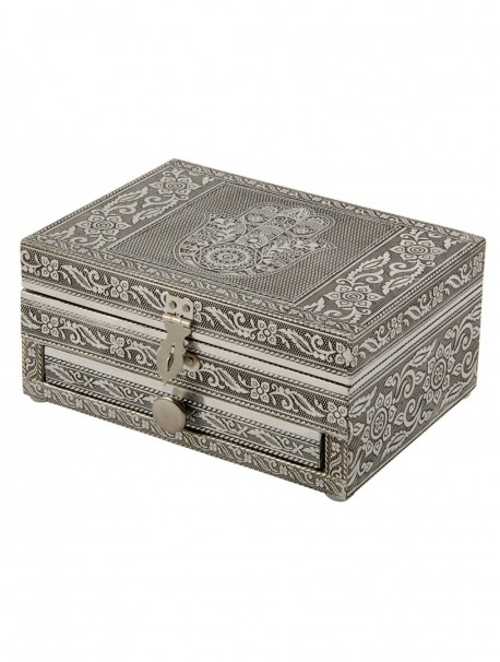 Large silver aluminum jewelry box